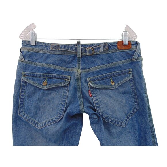 Levis Buckle Back Low Rise Boot Cut Retro Jeans Size 11 Flap Sun Set Button 731L - Picture 4 of 14